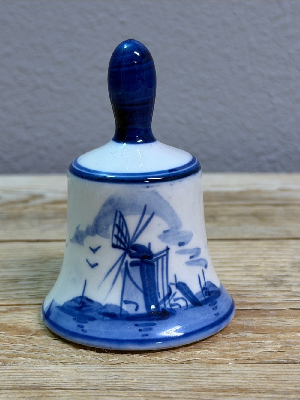 Blue and White Porcelain Bell - Classic Floral Home Art handpainted